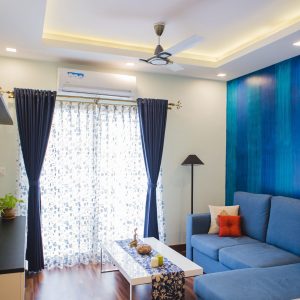 blue colour living room design